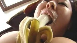 Giant tits Fuko loves bananas