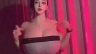 Menglu Veronica tiny waist and huge tits in sexy dress